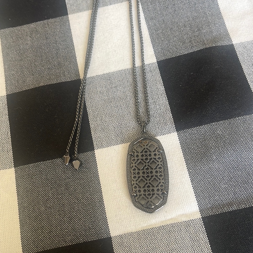 Kendra Scott Adjustable Gunmetal Filigree Necklace